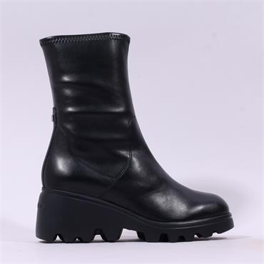 Wonders Toronto Stretch Wedge Boot - Black Leather